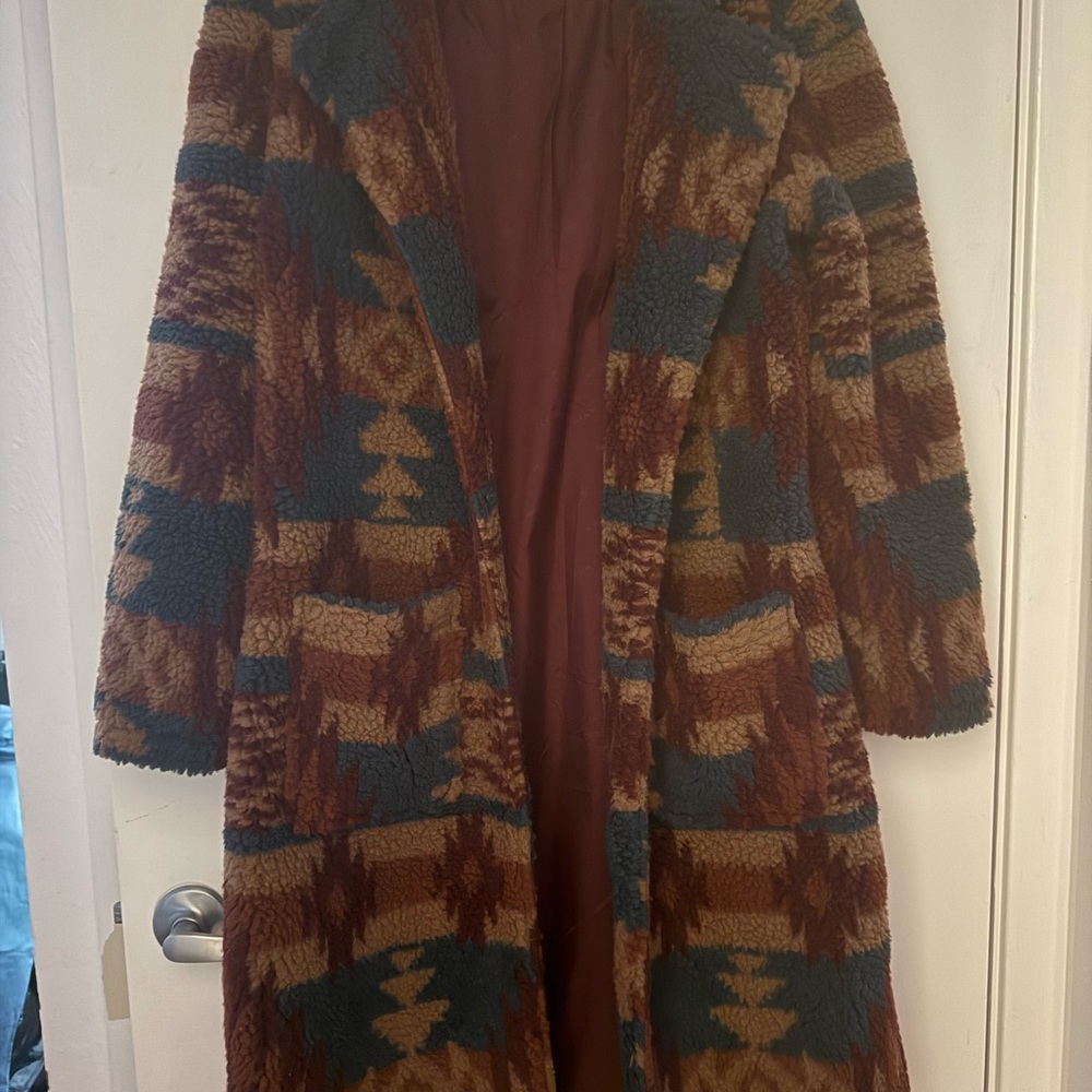 Ariat Brown & Teal Patterned Teddy Coatigan